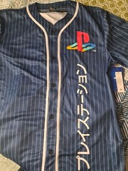 PLAYSTATION Kanji Logo Short Sleeve Blue Jersey Unisex NWT Size SMALL 34-36
