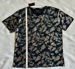 Consequence Knitwear Blue and Silver Foil Paisley T-Shirt Men’s Size Large