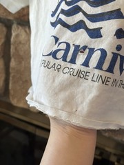 VTG 90s Carnival Cruise Line White T-Shirt Crop Distressed Large Men Unisex