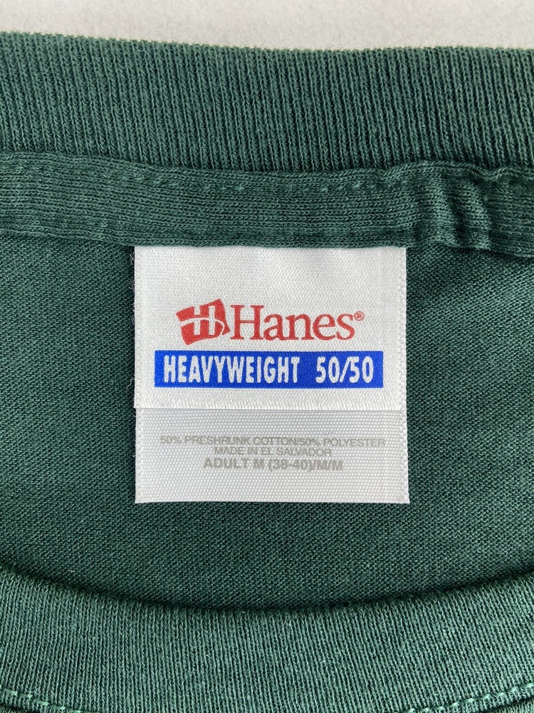 Hanes Heavyweight 50/50 Blank T Shirt NOS Dark Green Size Medium Vintage