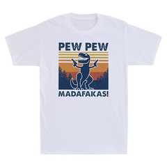 Retro T-rex Pew Pew Madafakas Funny Dinosaur Gangster With Gun Meme Men T-Shirt