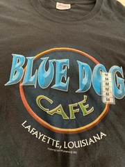 Vintage Blue Dog Café Shirt Medium Blue Lafayette Louisiana Streetwear Grant St