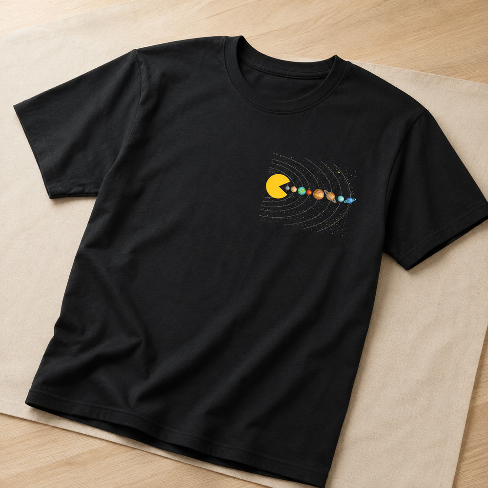 Solar System Astronomy T-Shirt Funny Space Gamer Graphic Tee Men’s S-5XL