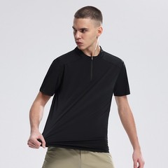New Half Zip Short Sleeve Men’s High Stretch Quick Dry Running Fitness Shirt