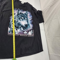 Men Vtg Delta Pro W American Spirit Wolf Black Short Sleeve Graphic Tee Size XL