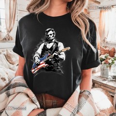 Abe Lincoln Playing Guitar T-Shirt, Funny President Musician Graphic Tee Shirt