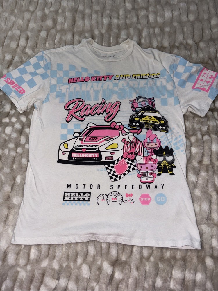 Hello Kitty x Tokyo Speed T Shirt JDM Size XXS All Over Print Graphic RACING