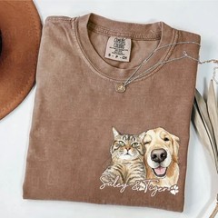 Custom Dog Face Comfort Tee Personalized Pet Portrait T-