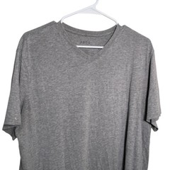 Apt 9 Shirt Men’s Large Gray V-Neck Short Sleeve Solid Basic Premier Flex Top
