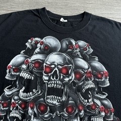 Vintage Y2K Skull AOP T-Shirt Men’s Large Goth Cyber Grunge All Over Print 2000s