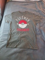 Pokémon Trainer Mens T-Shirt Pokemon Shirt Gray Color-Poke Ball Logo Size Large