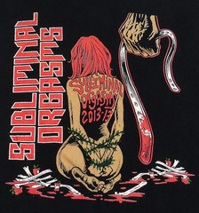 SUBLIMINAL ORGASMS 2013 Band Muscle t-shirt LARGE Sexy Woman Rose Detroit Rock