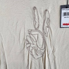 John Varvatos Linen Blend Cording Peace T-Shirts Men XL Twine Crewneck Pullover