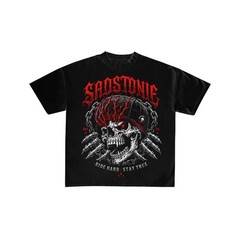 Biker Skull Ride Hard Graphic Tee