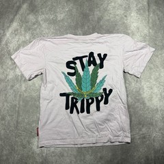 Members Only Stay Trippy Graphic T-Shirt Mens S Lavender Pink Cotton Streetwear