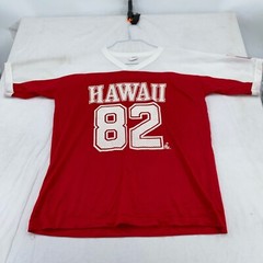 vintage 1982 HAWAII JERSEY RED NYLON JERSEY T-Shirt M/L 80s poly tees beach surf
