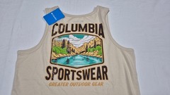 Columbia Men’s Outdoor Graphic BaigeTank Top Black Sleeveless Sports SZ Medium
