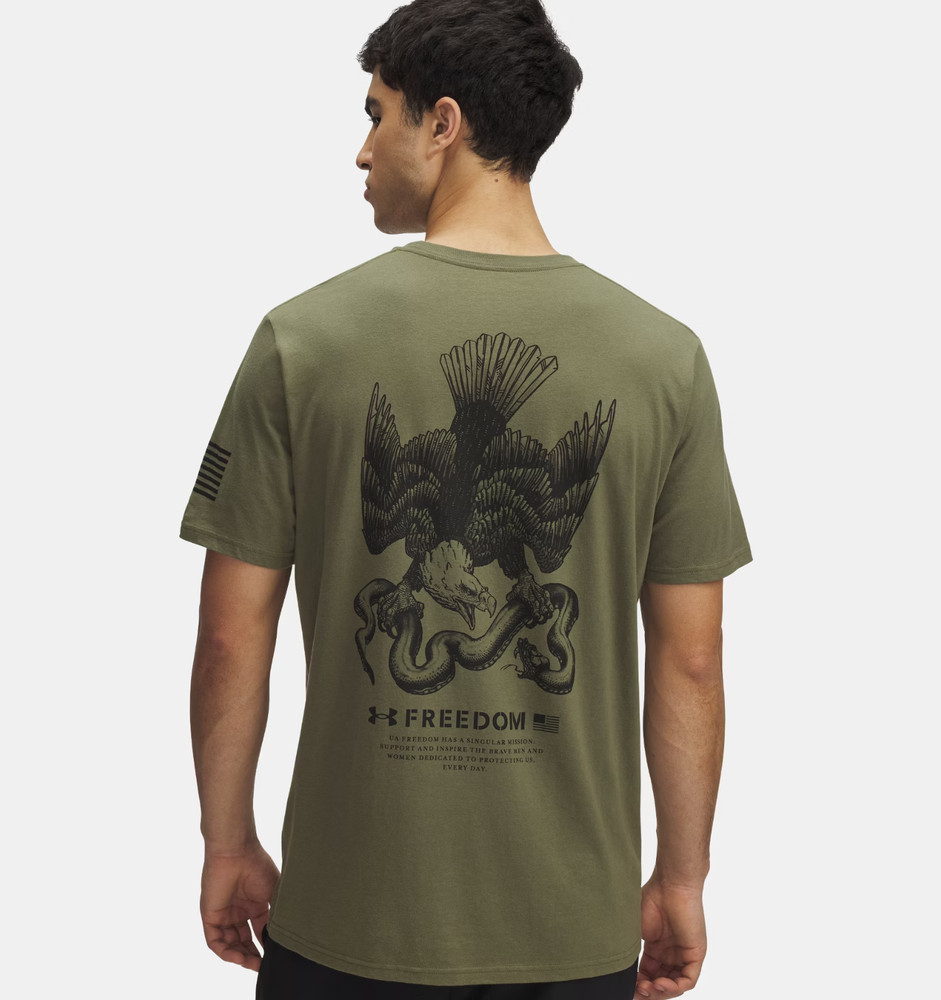New UA Under Armour Freedom Military Graphic T-Shirt Marine Green – Size M L XL