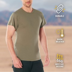 Moisture Wicking T-Shirt Solid Tactical Workout Crew Neck Comfy Lightweight Tee