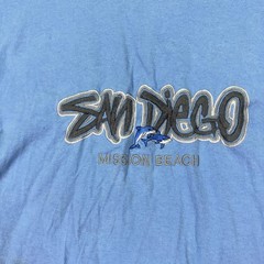 San Diego Mission Beach Shirt Mens XL Blue Alstyle Dolphin Tee Casual Logo