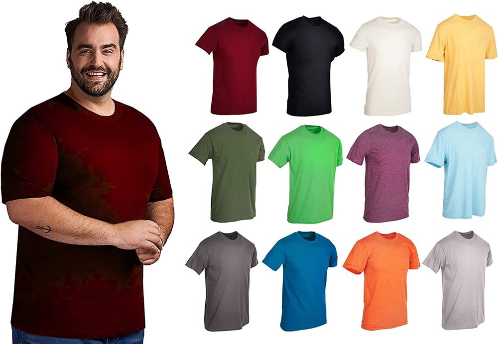 BILLIONHATS 24 Pack Mens Cotton Short Sleeve Lightweight T-Shirts, Tees for Guys