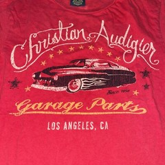Christian Audigier Shirt Size L Garage Parts Classic Car Red Designer Vintage