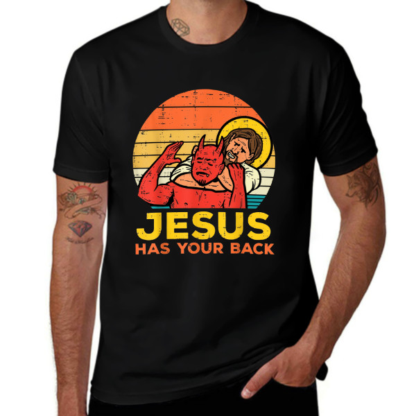 Jesus Has Your Back Jiu Jitsu Retro Christian Men Women T-Shirt