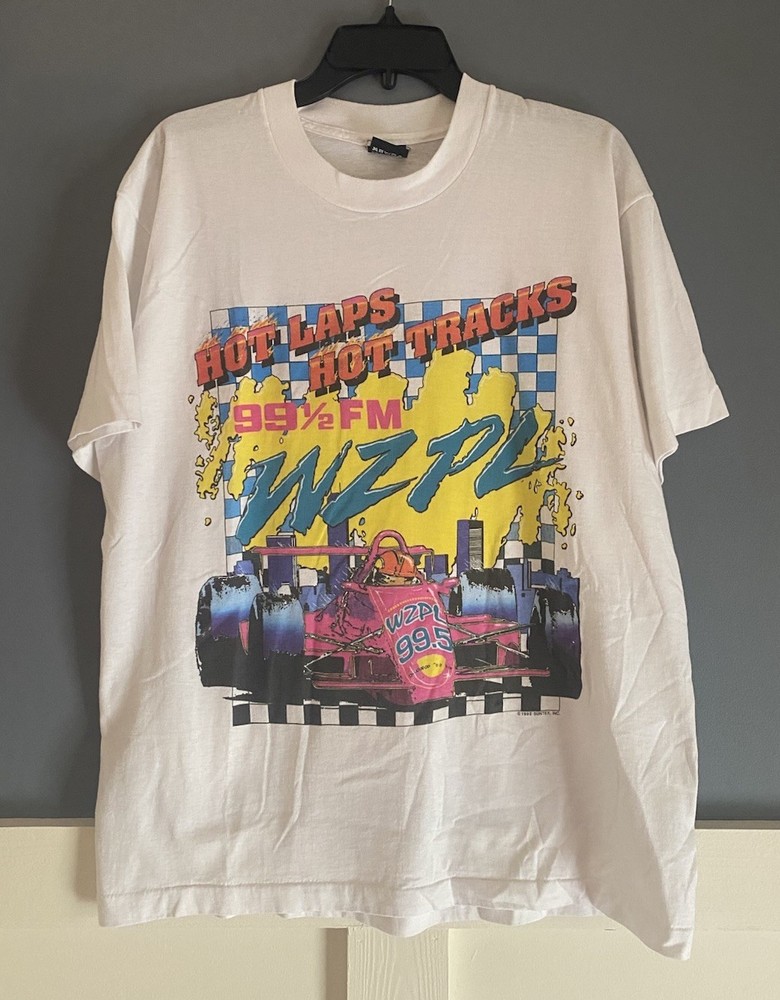 Vintage 90s 80’s WZPL Radio Indiana Hot Laps Hot Tracks Nascar Racing t-shirt