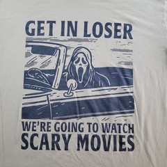 Ghostface Graphic T-Shirt Get In Loser Size Medium Tan Scary Movies