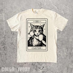 Custom Cat Tarot Card Soft Washed Comfort Tee