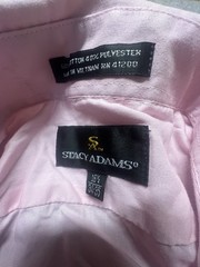 STACY ADAMS Mens 16.5 34-35 Sleeve Adjustable Collar Dress Shirt Pink