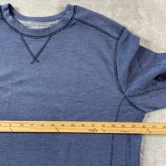 Eddie Bauer Thermal Shirt Mens Large Blue Waffle Knit Crewneck Outdoor Casual