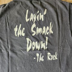 Vintage 90s The Rock Layin The Smack Down WWF Brahma Bull Tshirt Size L Black