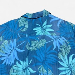 Tommy Bahama Hawaiian Silk Tropical Paisley Blue Short Sleeve Button Up Size M