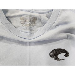 Mens Costa Del Mar T-Shirt, Logo on Chest & Graphic Back Design Baby Blue Mens M