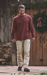 Men’s Long Sleeve Thermal Henley Size XL Cotton Heavyweight Knit RedHead Outdoor