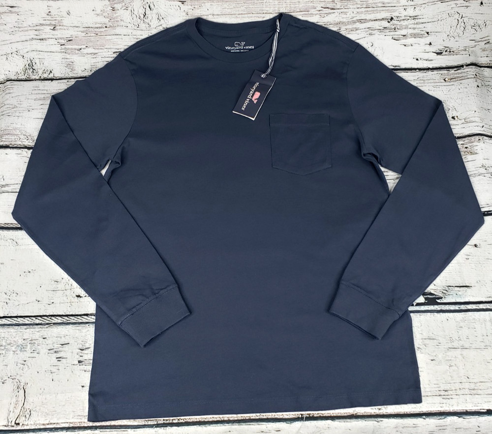 Vineyard Vines Men’s Long Sleeve Pocket T-Shirt Blue Blazer Size Large – NEW