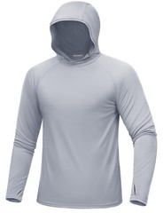 Mens UPF 50+ Sun Protection Shirts Quick Dry Long Sleeve Rash Guard Hoodie Shirt