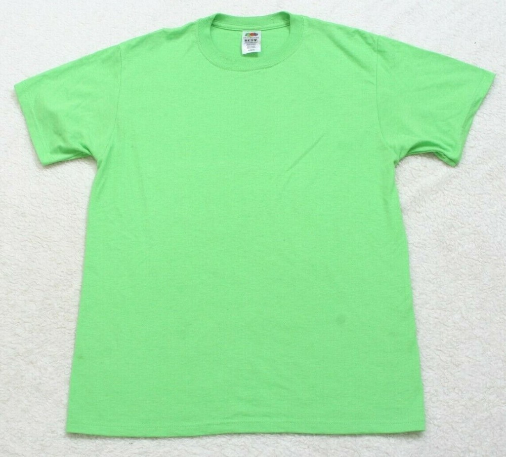 Fruit of the Loom Green Cotton Polyester Short Sleeve Solid T-Shirt Medium B15
