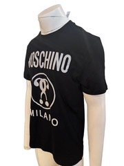 Moschino Milano Black Logo Front T-Shirt – 100% Organic Cotton – New