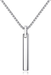 Bar Tungsten Steel Necklace for Men Women, 18K Gold Plated/Silver Color Pendant