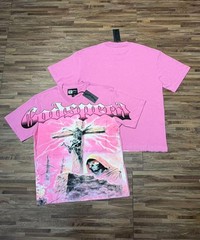 26/SS Mens NEW Godspeed Pink Skull Cross print Cotton Short sleeved T-shirt