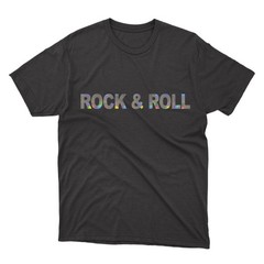 ROCK & ROLL Black T-Shirt | Silver Holographic / Hologram Text