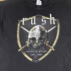 Y2K Rush Tour Shirt Mens Large Black Snakes & Arrows Skull Rock Graphic Tee 2008