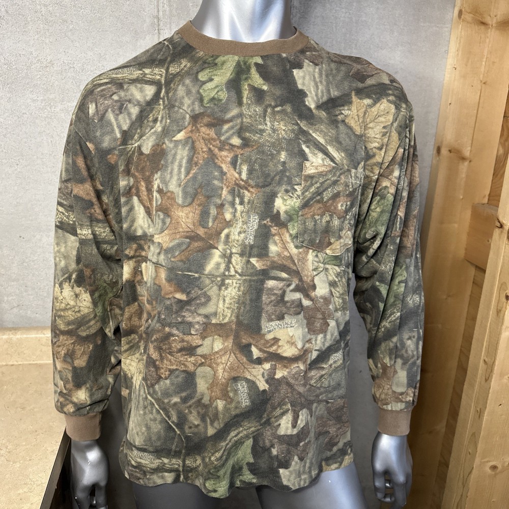 Vtg Ace Sportswear Advantage Camo Long Sleeve T Shirt Men’s XL Made In USA