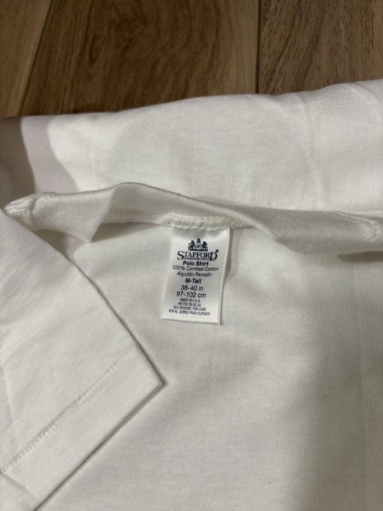 Vintage 90s Stafford Blank White T Shirt Mens Medium Tall Single Stitch Plain