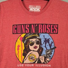 LUCKY BRAND Guns n Roses Mens Large Red Distressed Casual Music Rock Metal NWT