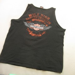 Harley Davidson Shirt Mens Large Sleeveless Crew Neck Black Aurora Colorado
