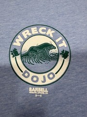 Barbell Shirt Mens 2XL Blue Wreck It Dojo Wave Graphic Gym Tee Tagless
