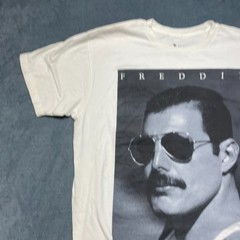 Freddie Mercury British Singer T Shirt Mens Large White Graphic Cotton Crew Neck